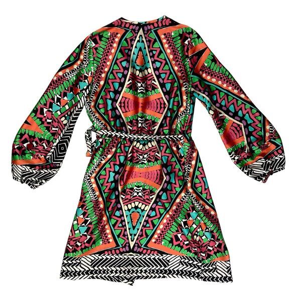 Alexia Admor Wrap Dress Womens M Multicolor Balloon Sleeve Tie Waist Boho Chic - Picture 7 of 16
